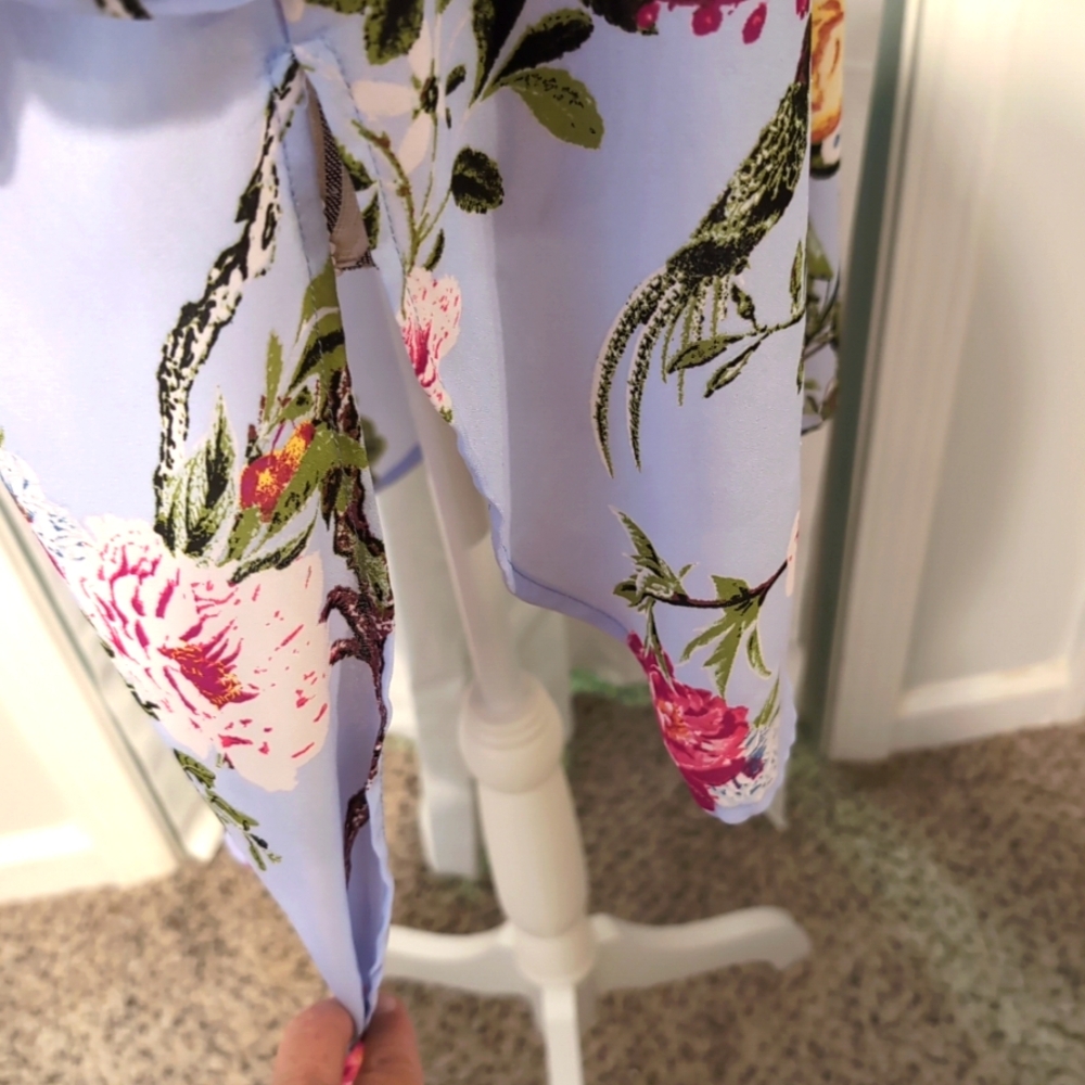 Figueroa & Flower Women's Tunic M Purple Floral‎ 3/4 Sleeves Boho Cottage Whimsy - Picture 6 of 11